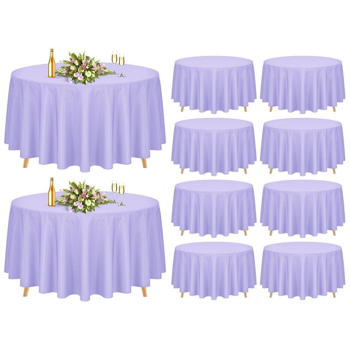 10er-Pack Runde Tischdecken Lila 228,6 cm – Flecken- & Knitterfrei