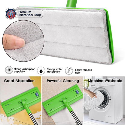 Wischmopp Set mit Eimer und 5 Mikrofaser Pads, 138CM Wischmopp mit