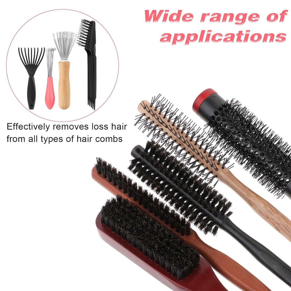 4er Mini Haarbürstenreiniger Set für Bürsten und Kämme - Reinigungswerkzeug