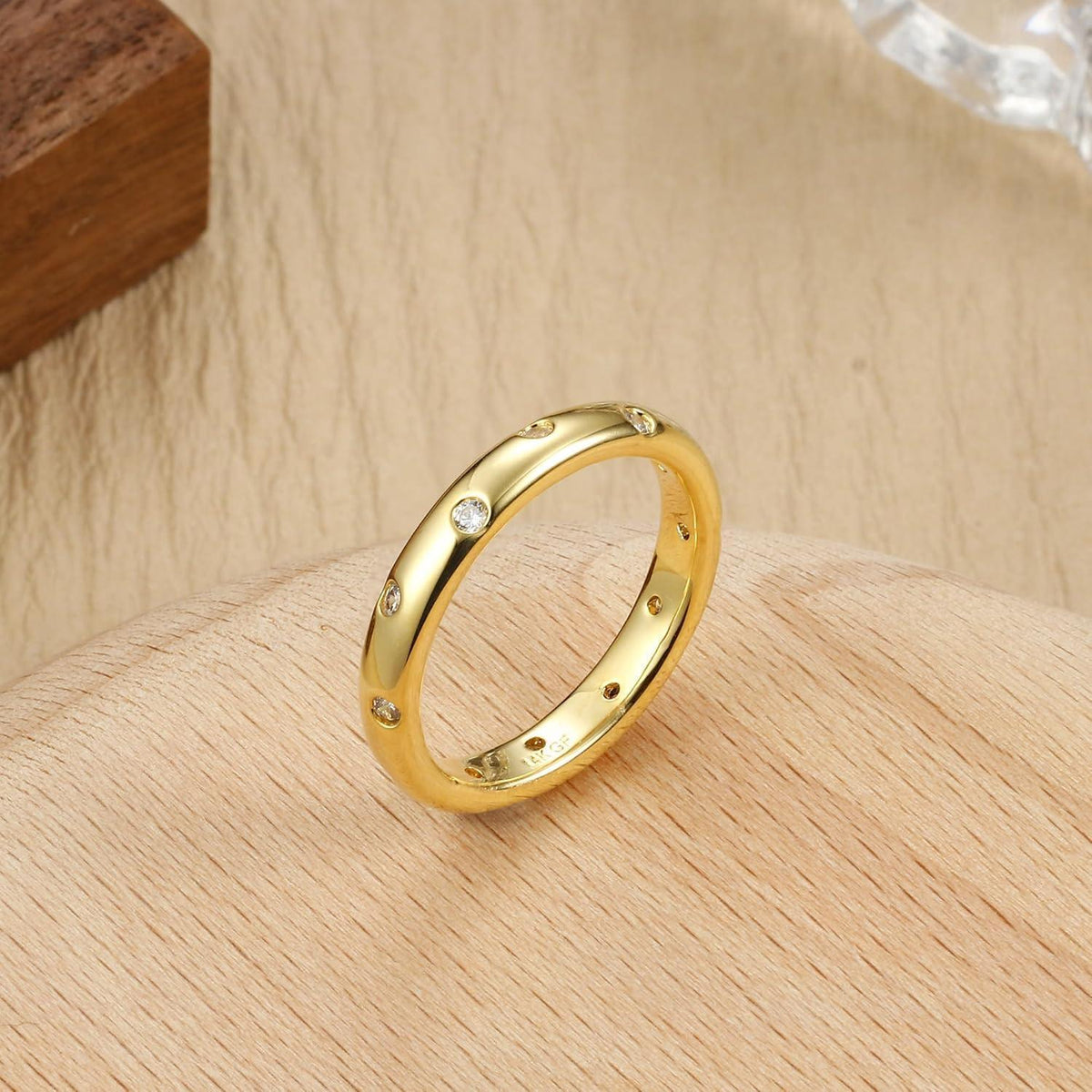 14 Karat Gold gefüllter Ring mit Zirkonia Damen | Ringgröße 57