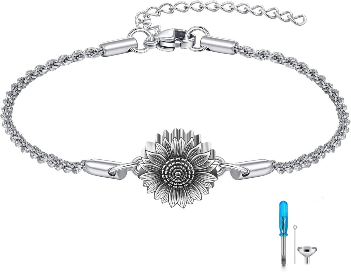 Luxus Sonnenblume Sterling Silber Urnen Armband für Damen