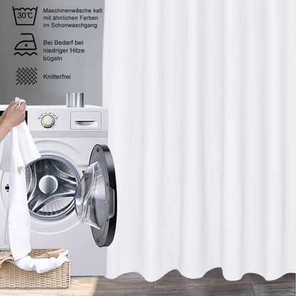 Überlänge Weiß Duschvorhang 180x250 Antischimmel Wasserdicht Textil