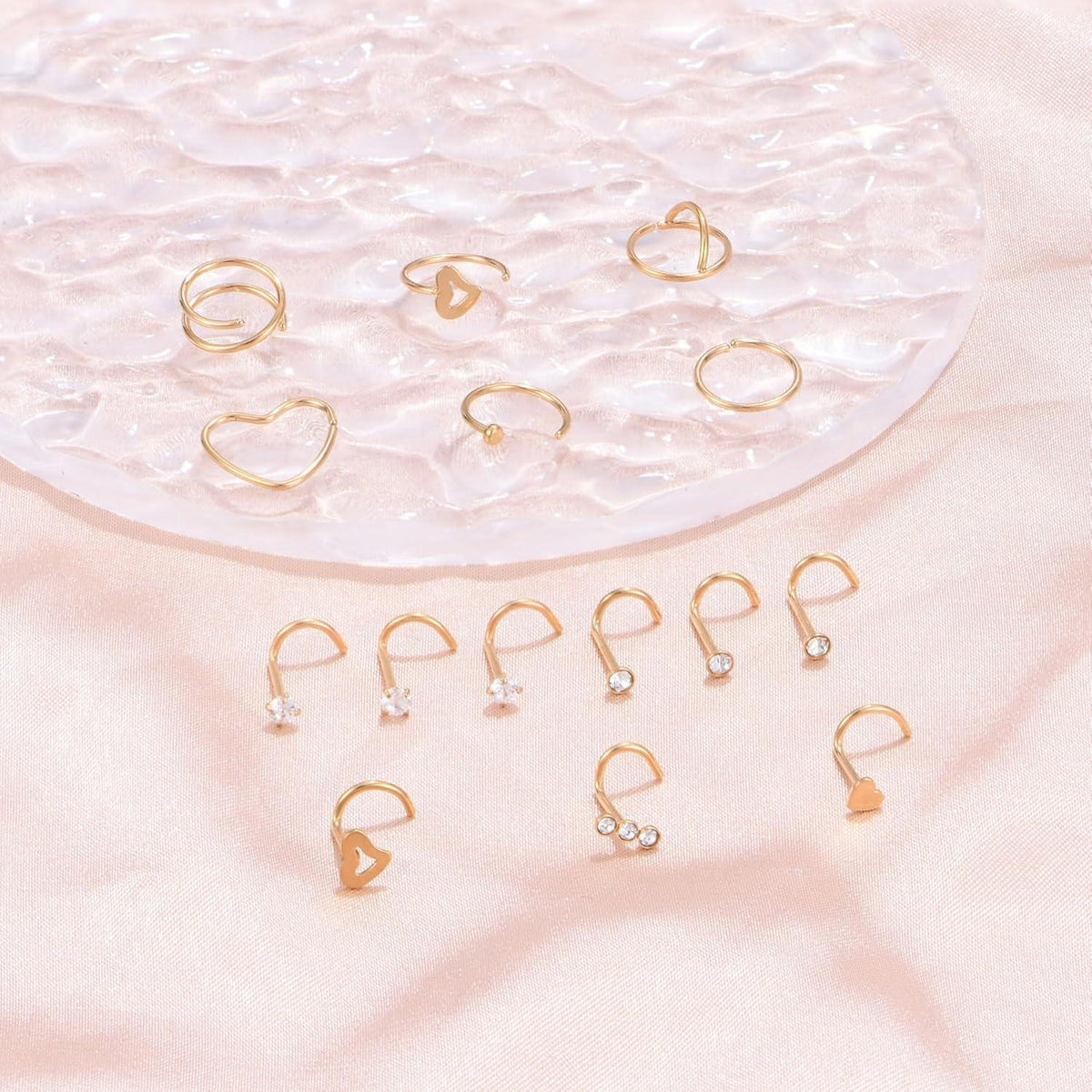 Nasenstecker Chirurgenstahl 15er Set mit Ringen & Schrauben