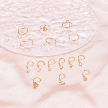 Nasenstecker Chirurgenstahl 15er Set mit Ringen & Schrauben
