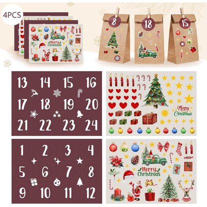 Adventskalender zum Befüllen 24 Papiertüten Holzklammern