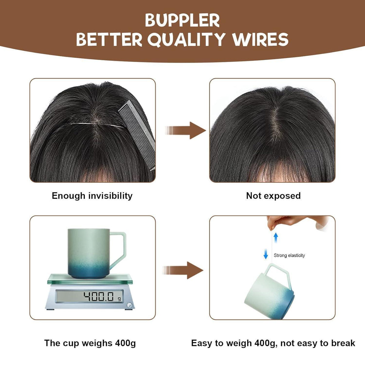 Haarverlängerung Wellig 40,6 cm – Synthetisch & Verstellbar