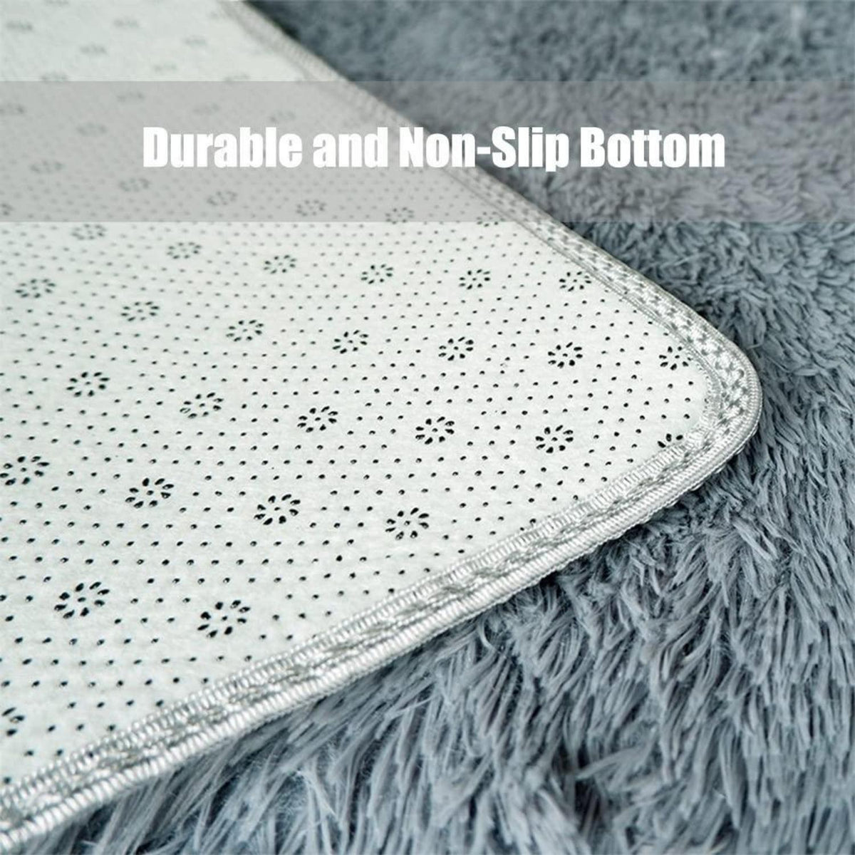 Flauschiger Shaggy Teppich Wohnzimmer 80x200cm Khaki
