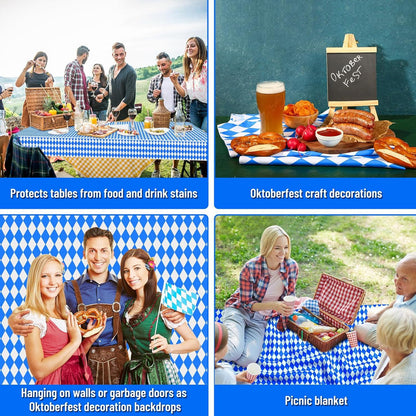 Oktoberfest Tischtuch bayerische Flagge blau weiß Rautenkaro Einweg