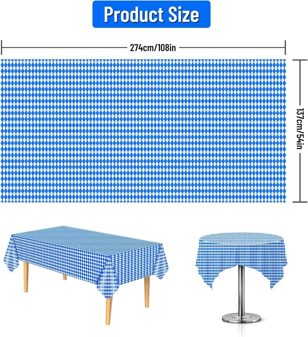 Oktoberfest Einweg Tischdecke bayerische Flagge Rautenkaro 2er Set