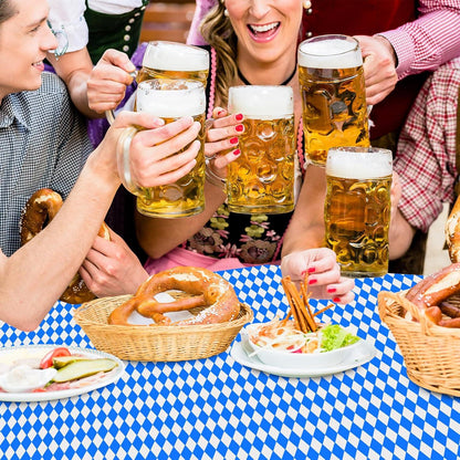 2x Oktoberfest Tischdecke bayerische Flagge blau-weißes Rautenkaro PEVA