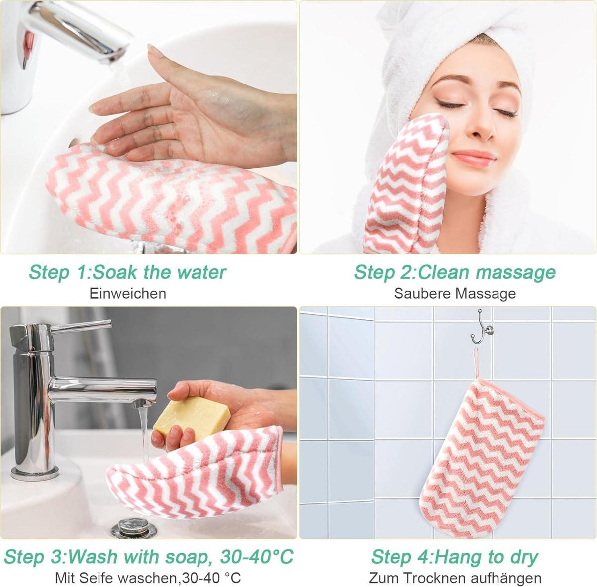 6er Pack PHOGARY Waschlappen Set Korallenfleece 20x13cm für Gesicht & Körper