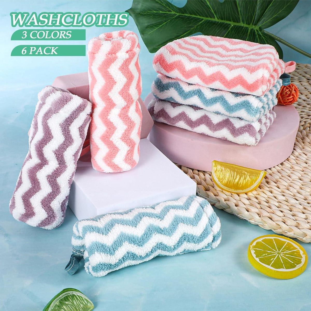 6er Pack PHOGARY Waschlappen Set Korallenfleece 20x13cm für Gesicht & Körper