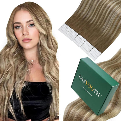 Echthaar Tape Extensions Blond Ombre 55cm 50g #6/60