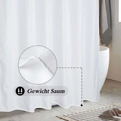 Duschvorhang Textil 200x150cm Weiß Antischimmel Wasserdicht Schnell