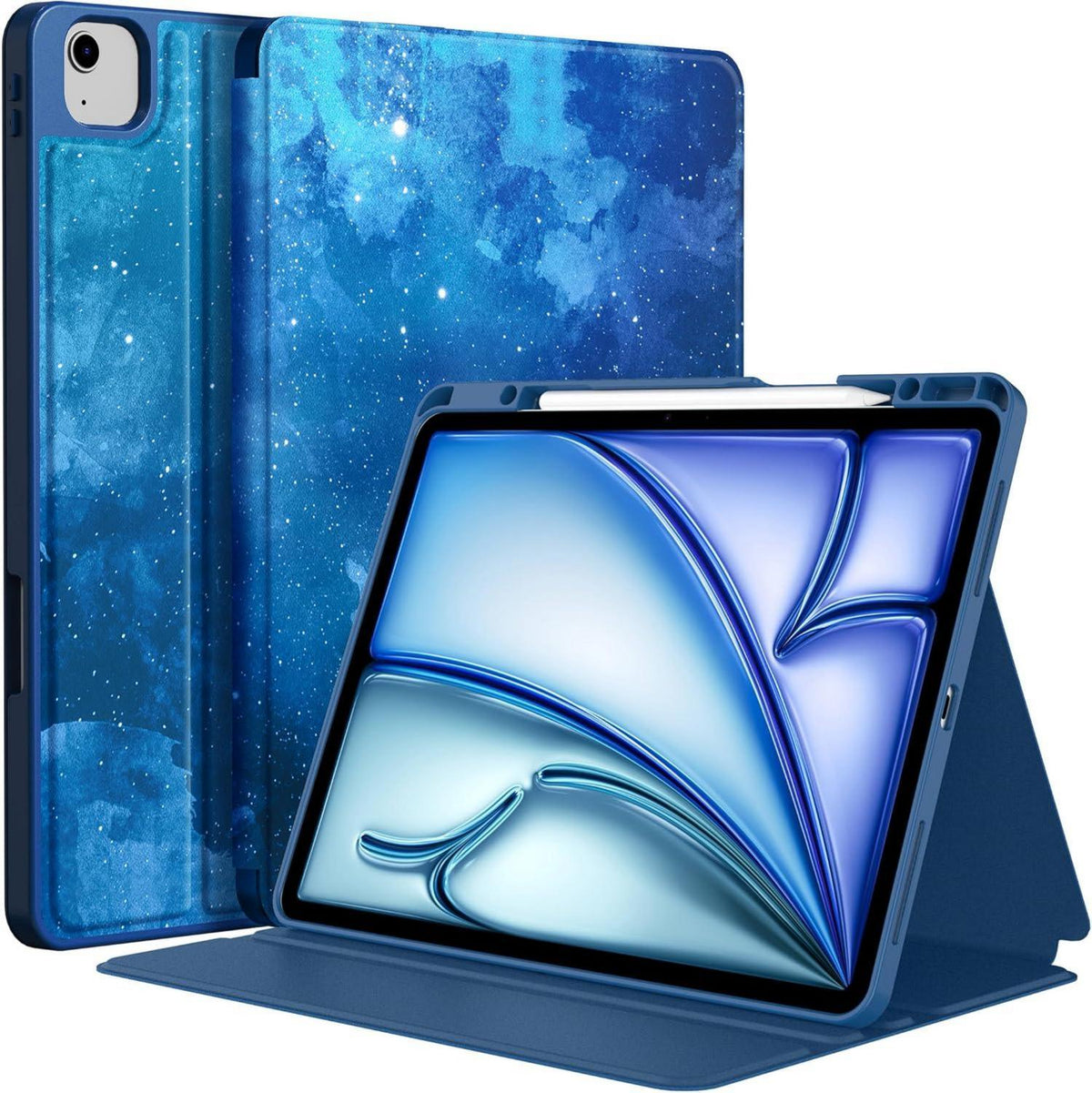 iPad Air 13 Zoll M2 2024 Schutzhülle Blau EasyAcc Folio Stand