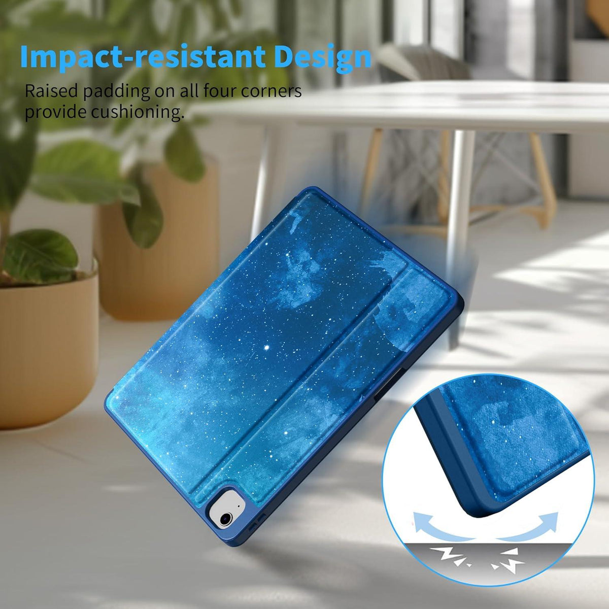EasyAcc iPad Air 13 Zoll M2 2024 Blau Sterne Folio Schutzhülle