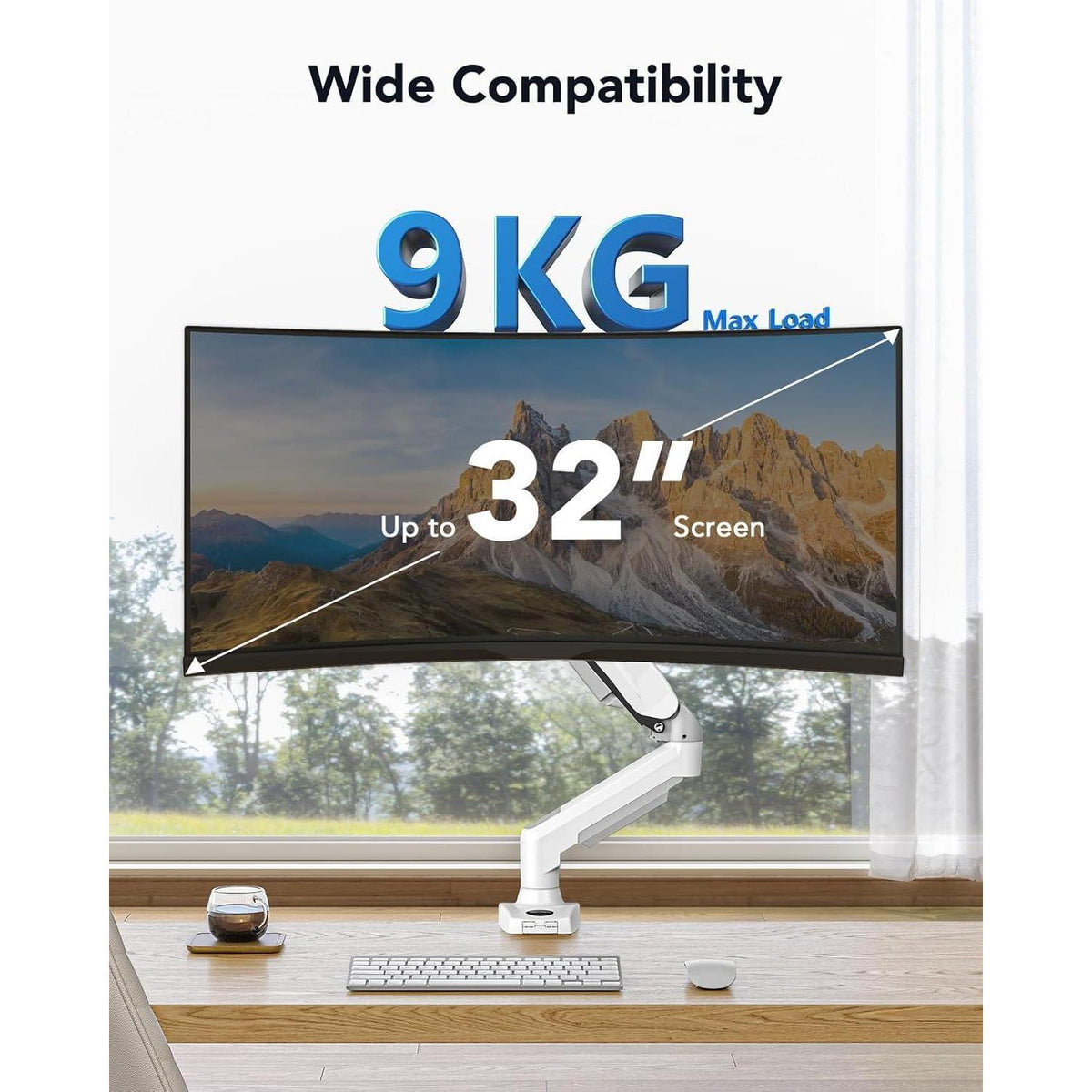 Verstellbarer Monitorarm für 13-32 Zoll Bildschirme – Weiß