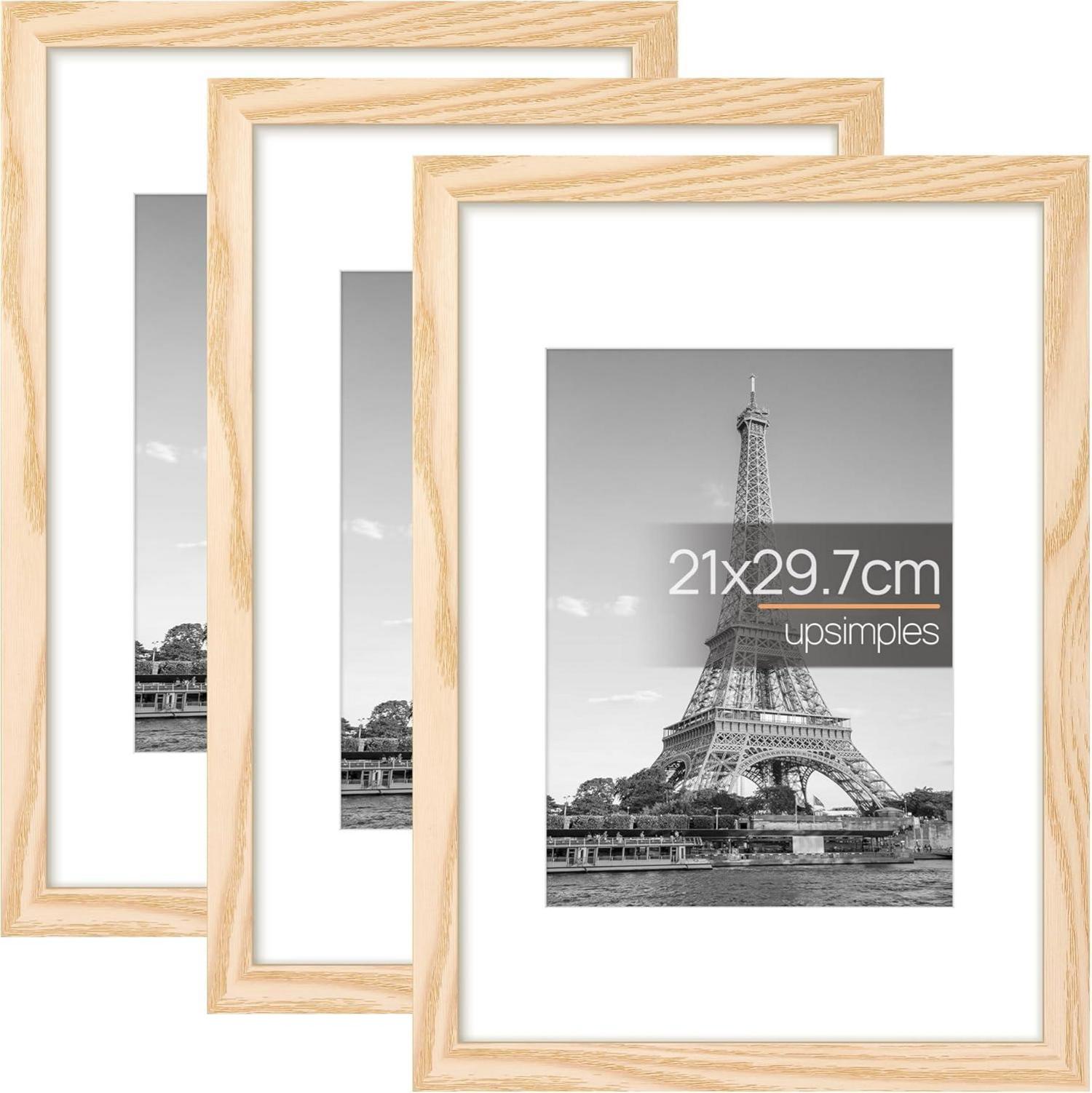 3er Set Holzbilderrahmen für A4 Bilder Natur 21x29.7cm