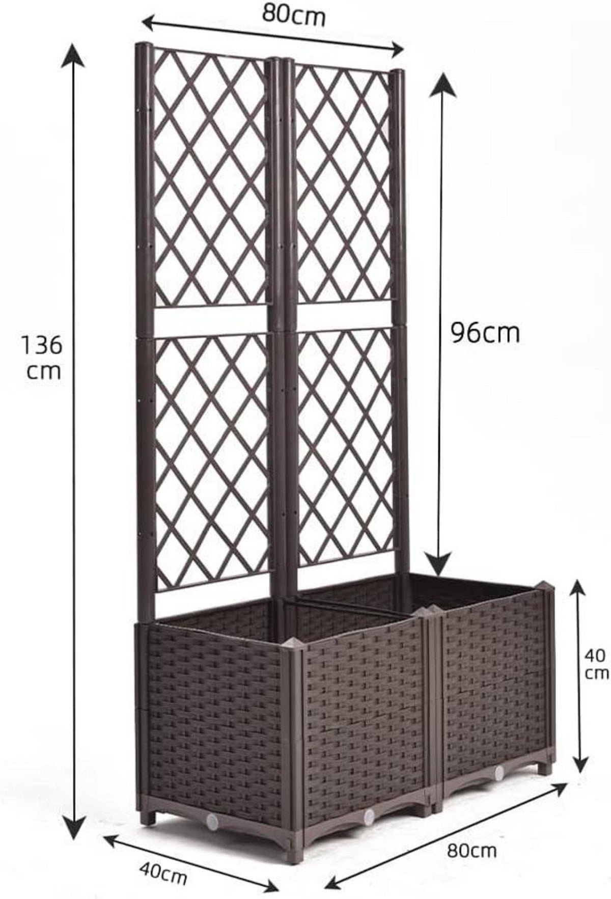 Mingone Hochbeet Pflanzgefäß Rankkasten 80x40x136 cm