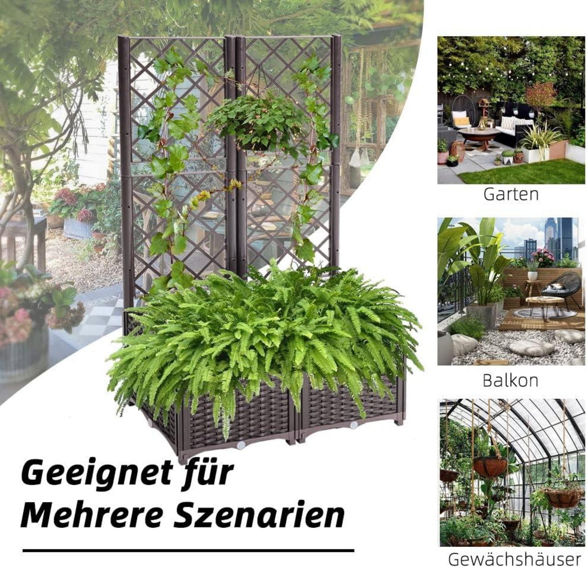 Rankkasten Hochbeet Pflanzgefäß Terrasse Balkon 80x40x136cm