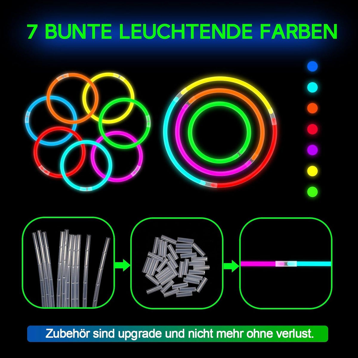 40 Neon Leuchtstäbe, Kinder Party Pack, Leuchtarmbänder Set