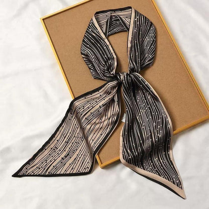 Seidenschal Damen 148x13,5 cm mit Punkten und Streifen, beidseitig tragbar