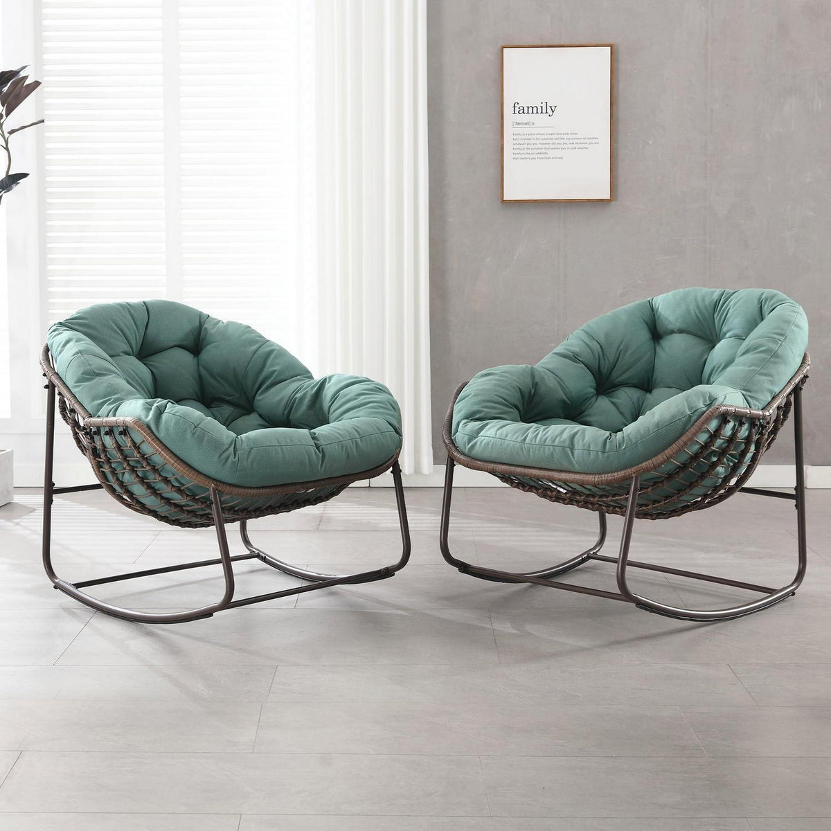 2x Schaukelstuhl Set – Bequemer Papasan Chair für Garten & Wohnzimmer