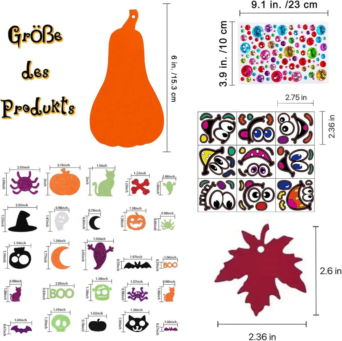 Halloween Bastelset Kürbis Deko Kinder Herbst DIY 12 Stück