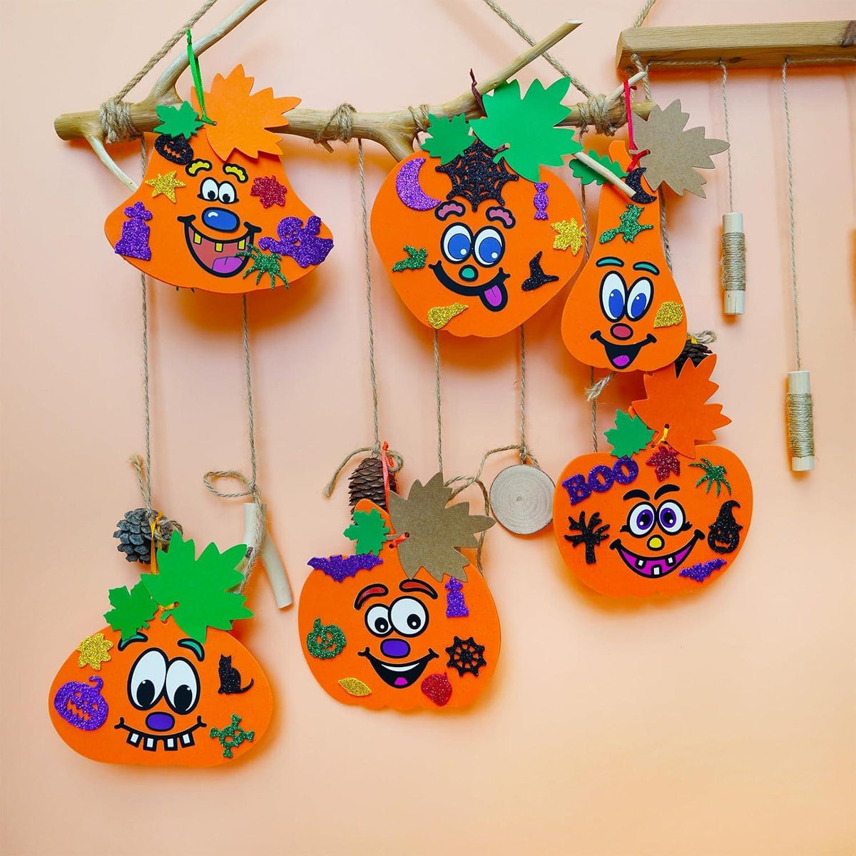 12er Set Halloween DIY Kürbis Bastelset Kinder Herbst Deko