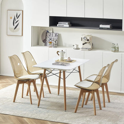 Esszimmerstühle Set 8er – Braune Schale mit weißem PU Sitz