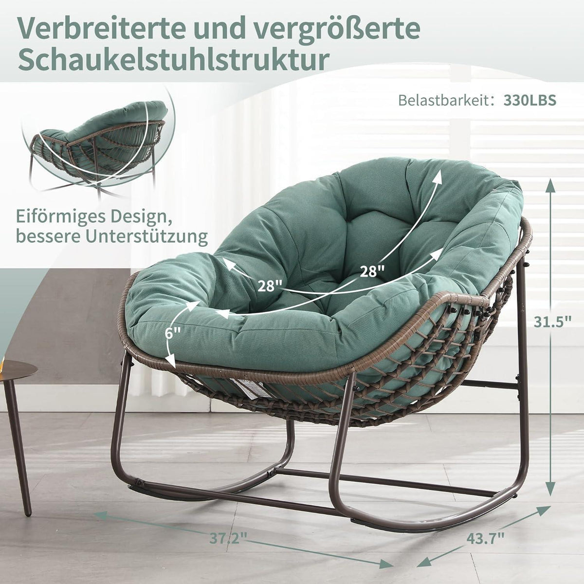 Papasan Schaukelstuhl - Bequemer Sitz für Terrasse & Wohnzimmer