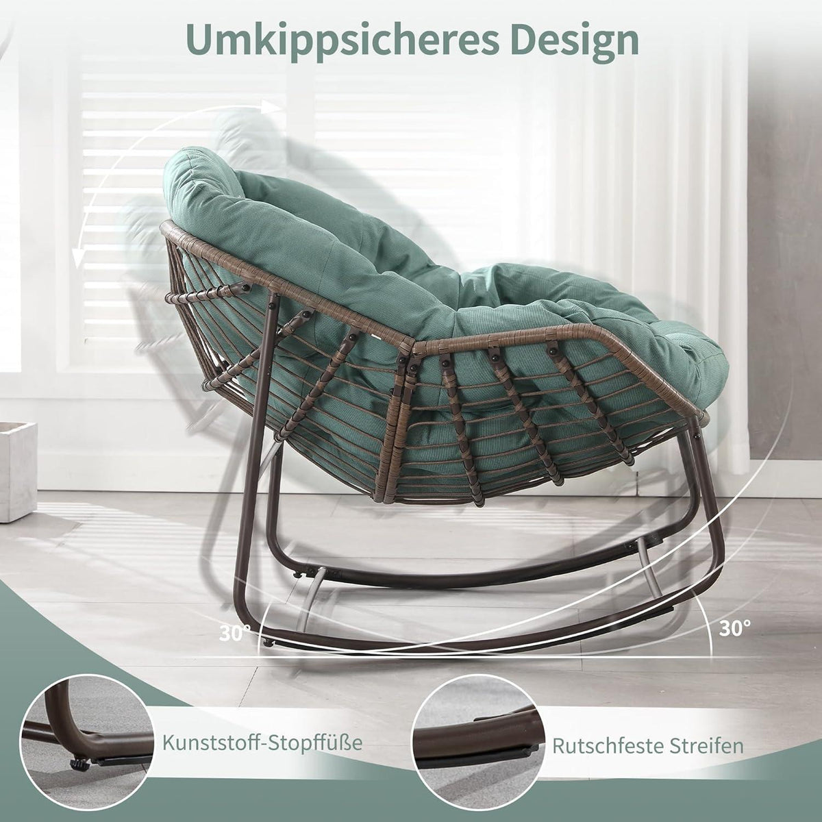 Papasan Schaukelstuhl - Bequemer Sitz für Terrasse & Wohnzimmer