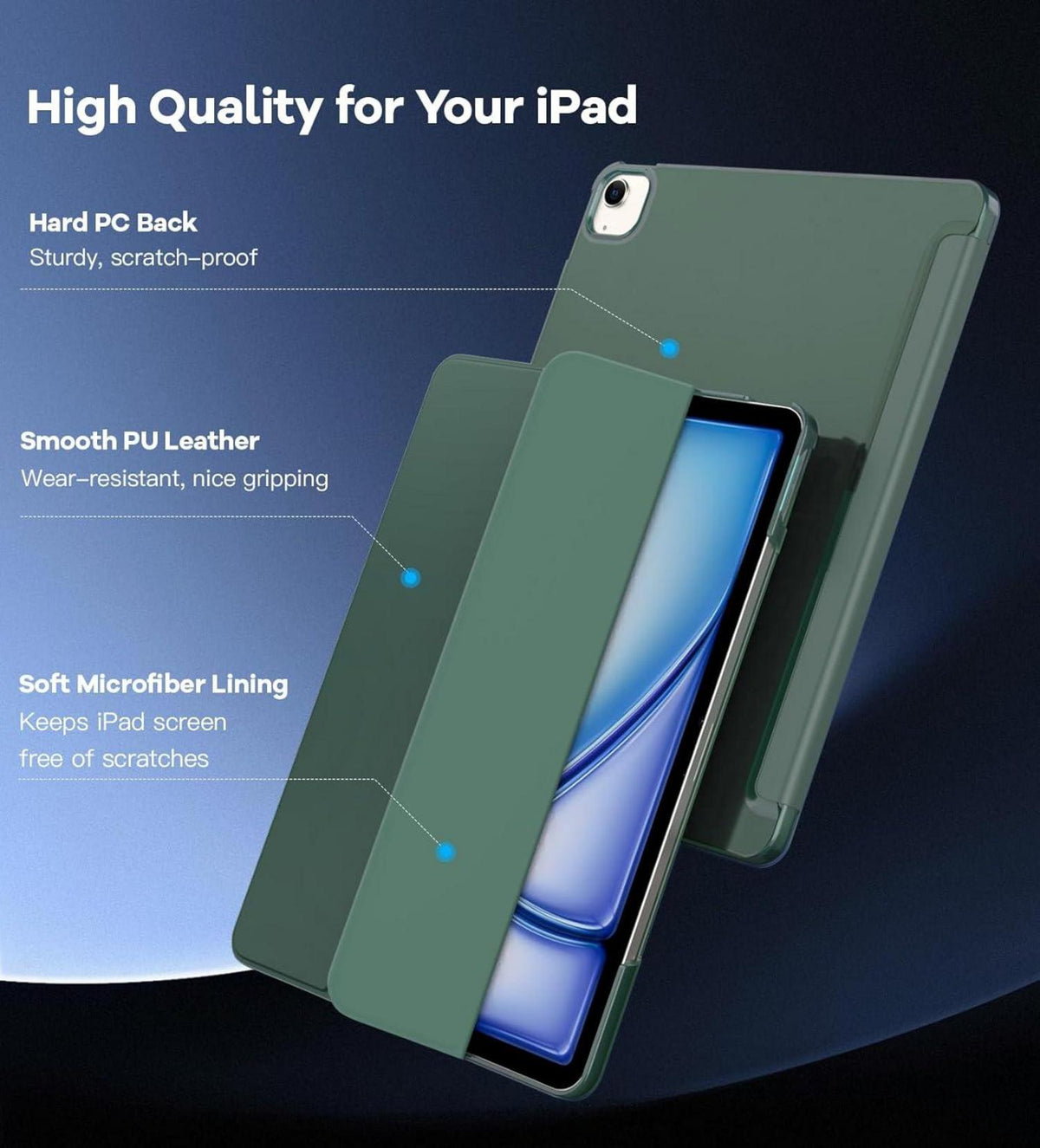 Schlanke iPad Air 13 Zoll M2 2024 Hülle, Touch ID, Auto