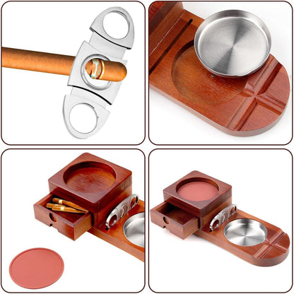 Holz Zigarrenaschenbecher Set mit Zigarrenschneider