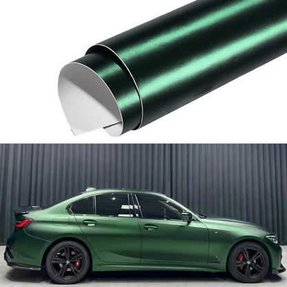 Dunkelgrüne Matt Metallic Autofolie mit Luftkanälen (30x152cm)