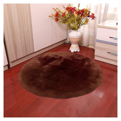 Runder Schaffellteppich Braun – Flauschig & Weich 110cm