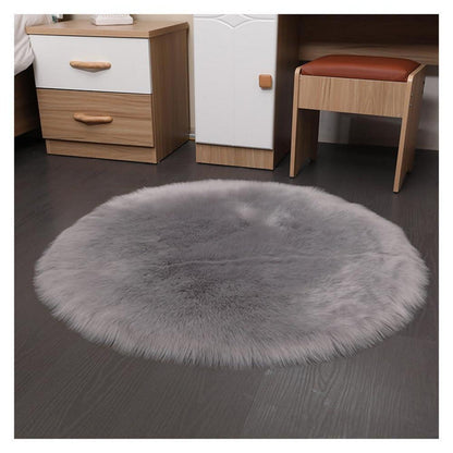 Runder Schaffellteppich Grau – Flauschig & Weich 110cm