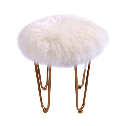 Runder Schaffellteppich Flauschig Weißgrau 100x100cm
