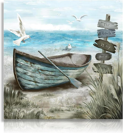 Strand Wanddekoration Poster Möwe Meer Boot Ozean Drucke 40x40cm