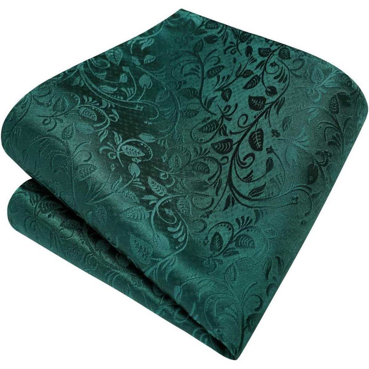 Herren Krawatten Set mit Einstecktuch und Manschettenknöpfen Seide Paisley Grün