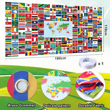 AFYHH 2024 Flaggen Banner 100 Länderflagge Weltkarte 180 x