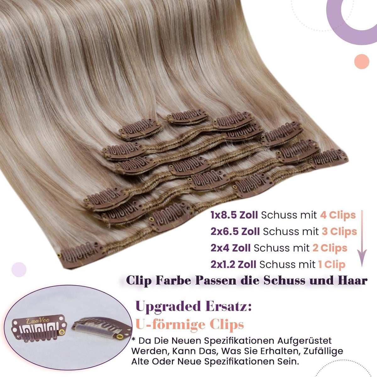 Echthaar Clip-Ins Blond Highlights 35cm