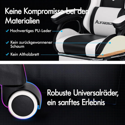 Gaming-Stuhl LED-Racing mit 12-Farbiger RGB-Beleuchtung Massage