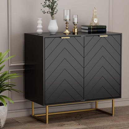 Sideboard 2er Set Schwarz – 160x40x77,5cm, Buffet & Co.