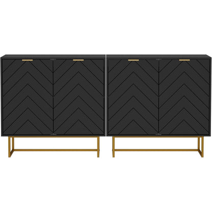 Sideboard 2er Set Schwarz – 160x40x77,5cm, Buffet & Co.
