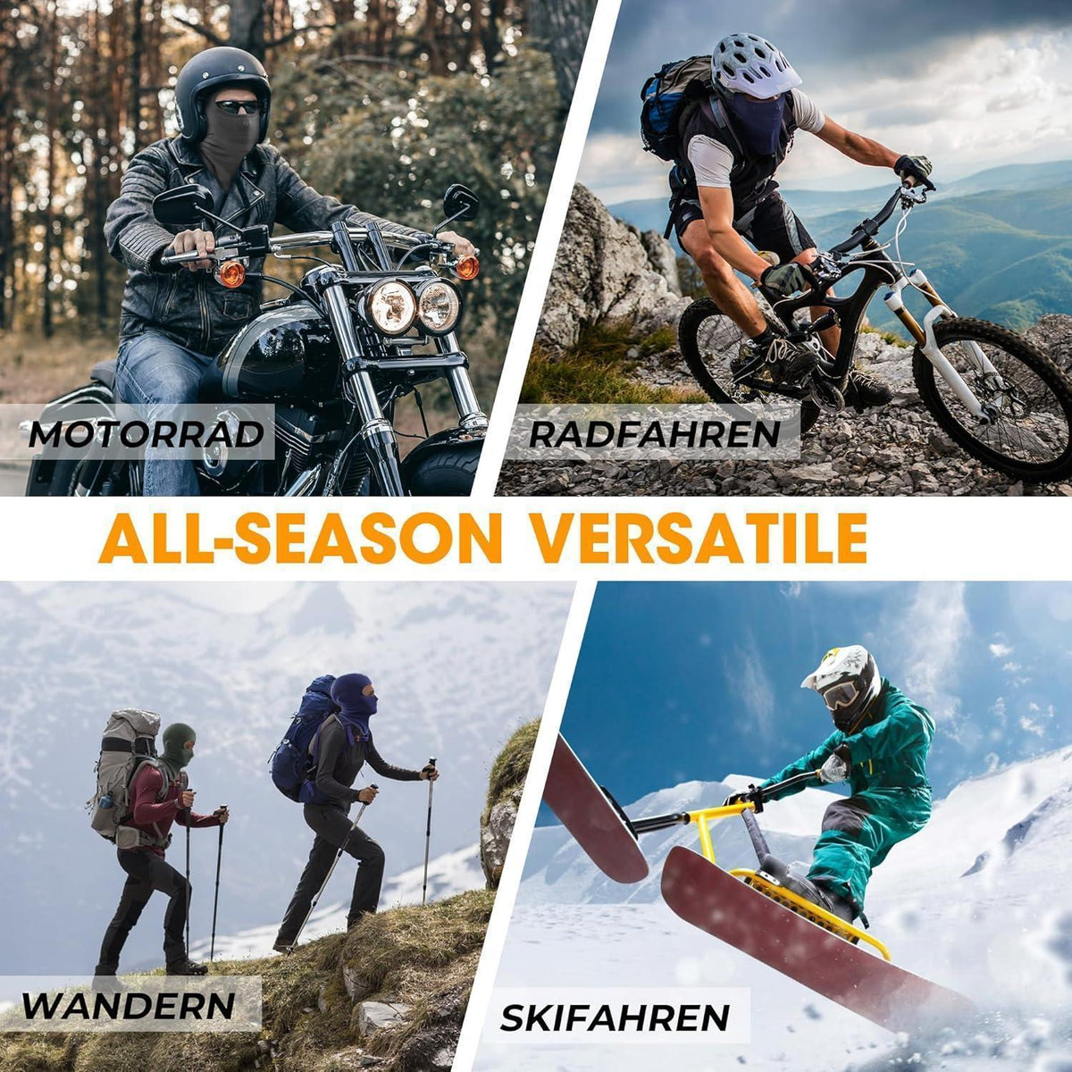 Sturmhaube Motorrad Sommer Atmungsaktiv Balaclava Schwarz