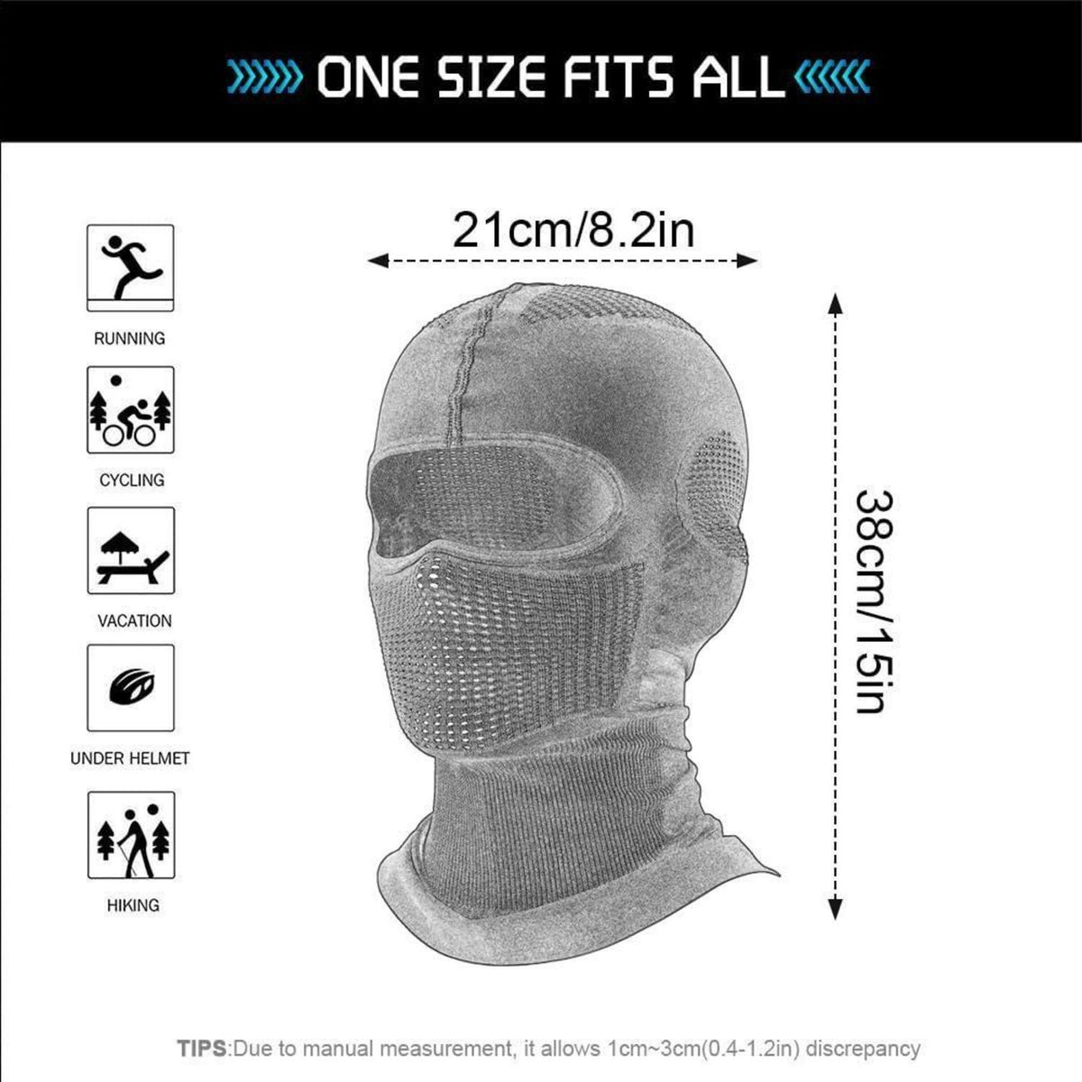 Sturmhaube Motorrad Sommer Atmungsaktiv Balaclava Schwarz