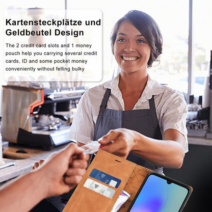 Samsung Galaxy A05S Hülle Leder mit Schutzfolie - Klappbar Wallet Case