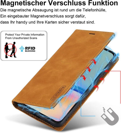 Handyhülle Samsung Galaxy A05S Leder Flip Wallet Schutzhülle Braun