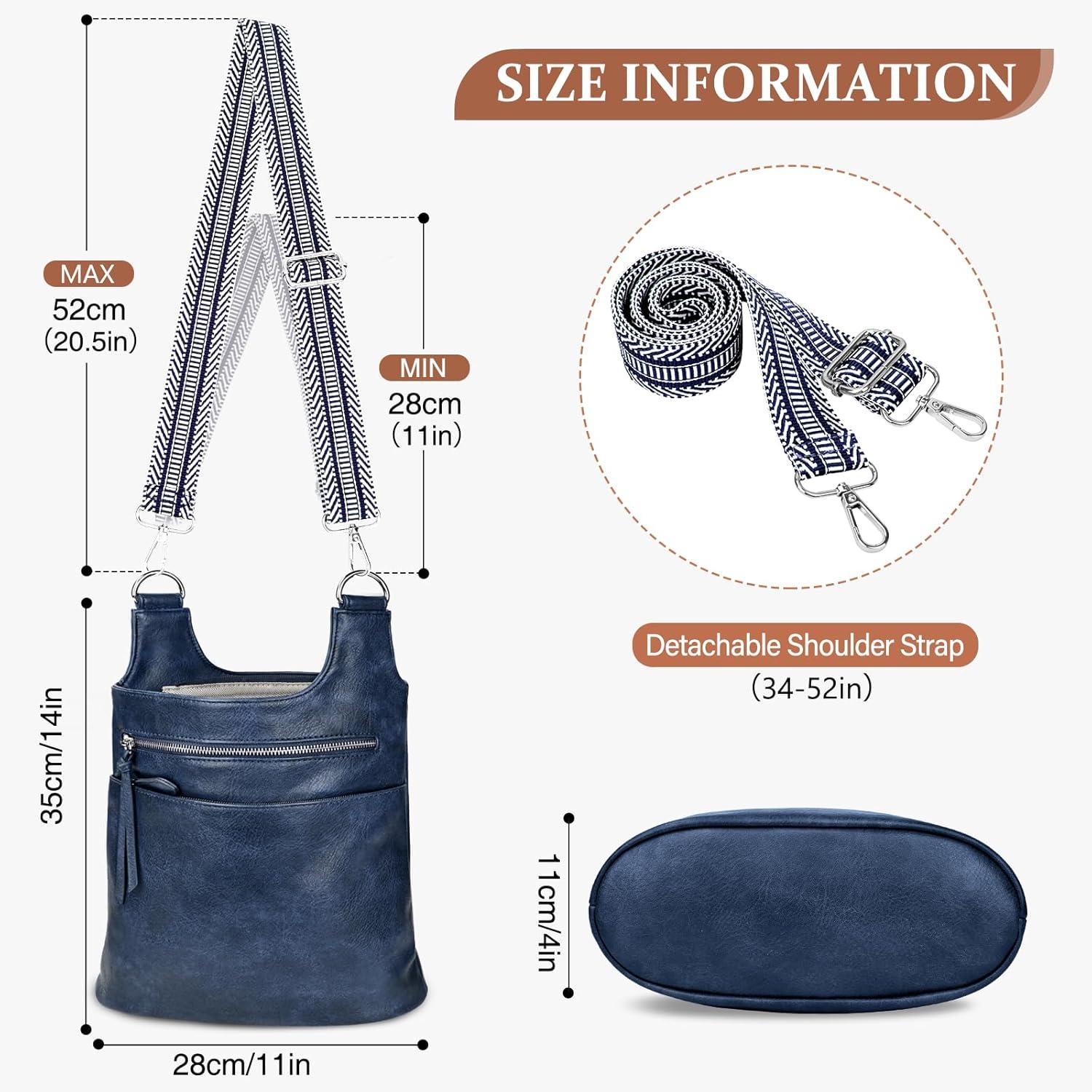 TEUEN Umhängetasche Damen Mittelgroß Schwarz PU Leder Crossbody Bag